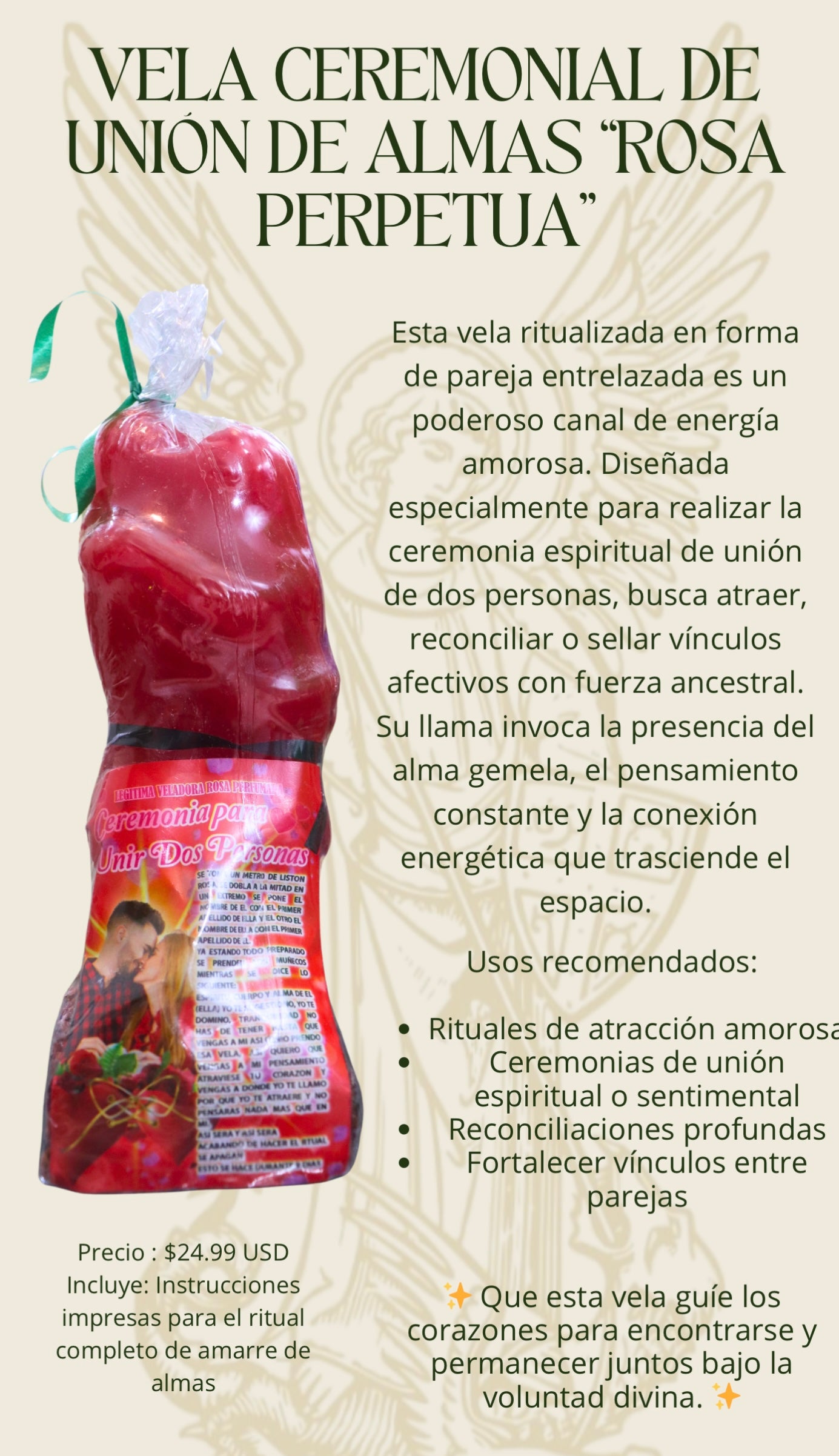 VELA CEREMONIAL DE UNION DE ALMAS "ROSA
PERPETUA"