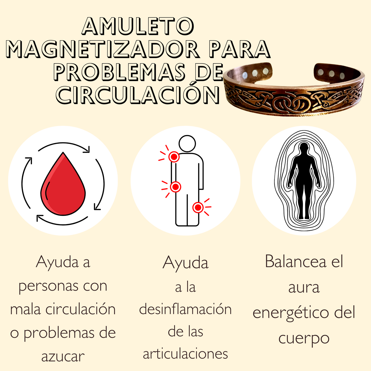 Amuleto magnetizador para problemas de circulación.