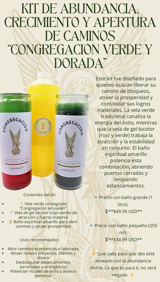 KIT DE ABUNDANCIA, CRECIMIENTO Y APERTURA DE CAMINOS "CONGREGACIÓN VERDE Y DORADA"